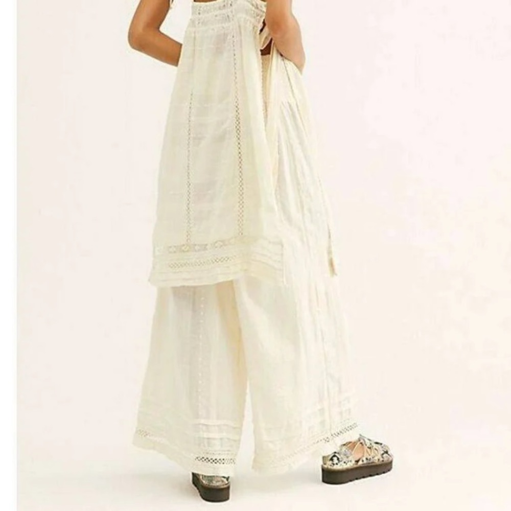 Free People cream linen wide leg pants - Picture 3 of 3